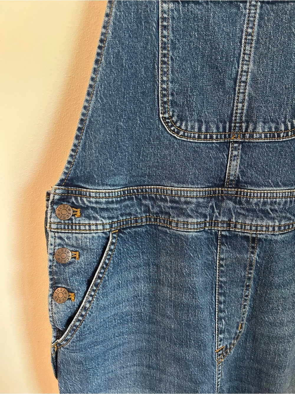 J. Crew Blue Denim Overalls with Gold Stitching - Medium - Picture 5 of 6